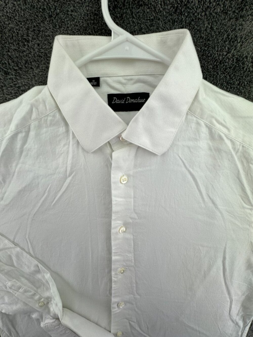 David Donahue Long Sleeve Button Up Shirt Men’s Cotton Size 16 36/37 White Adult